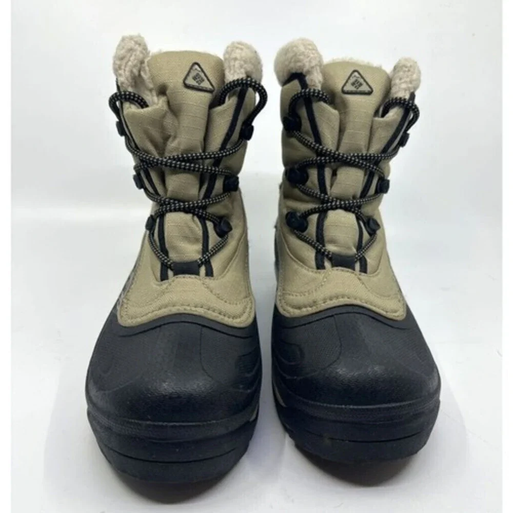 Columbia Cascadian Trinity‎ Snow Boots Women 6 Tan Black Good Waterproof Sherpa